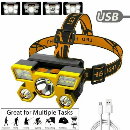 USB Rechargeable Headlamp Flashlight 5 LED - Image 2